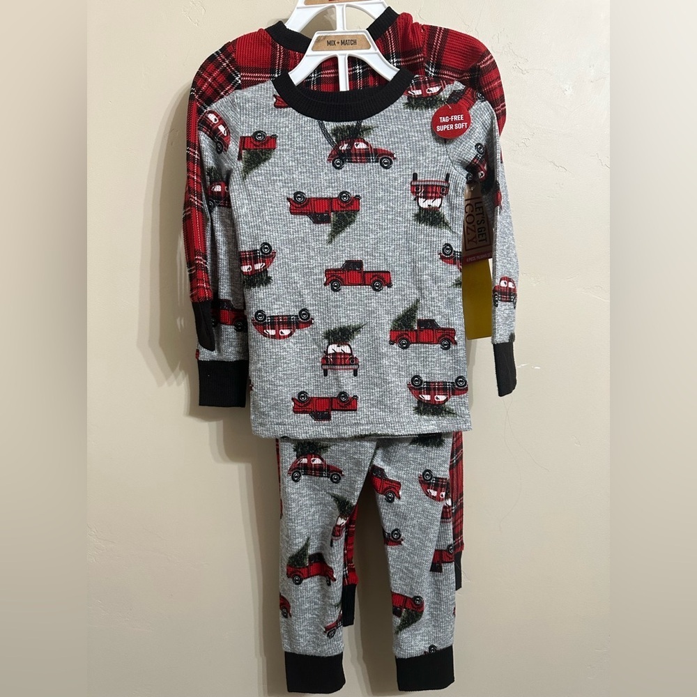 Cozy Gray and Red Kids Pajama - 2 Sets
